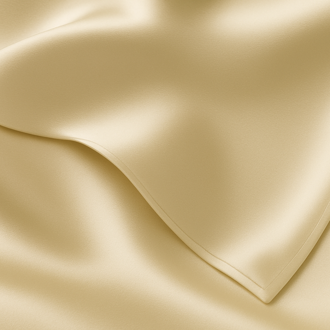 Dusty Gold silkeputetrekk – reduserer frizz, beskytter huden og gir luksuriøs søvnkomfort.