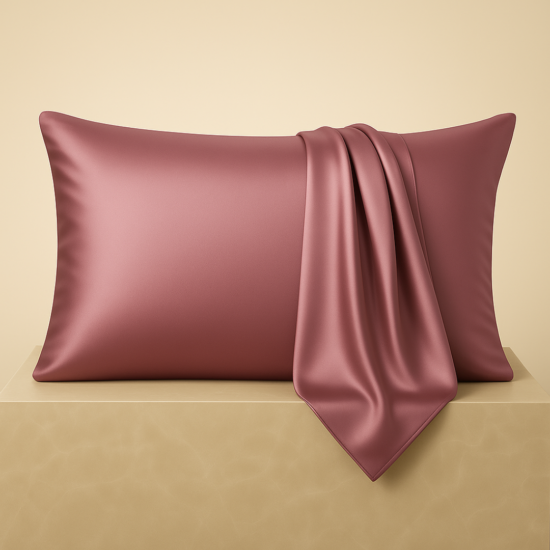 Silkeputetrekk i fargen Rosa Nocturne – laget av 100 % mulberry silke, hudvennlig, anti-age og levert i gaveeske.